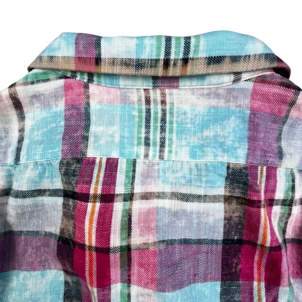 Polo Ralph Lauren Flannel Shirt Mens Small Loop Collar Plaid Chest Pockets